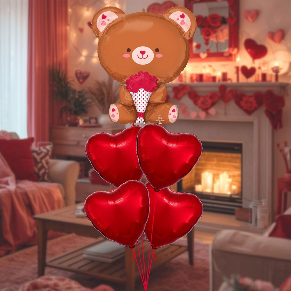 Balonski šopek Medvedek ljubezni