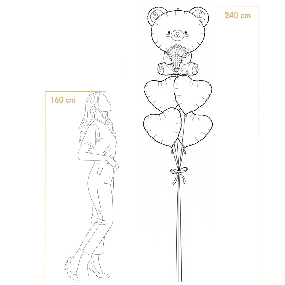 Balonski šopek Medvedek ljubezni